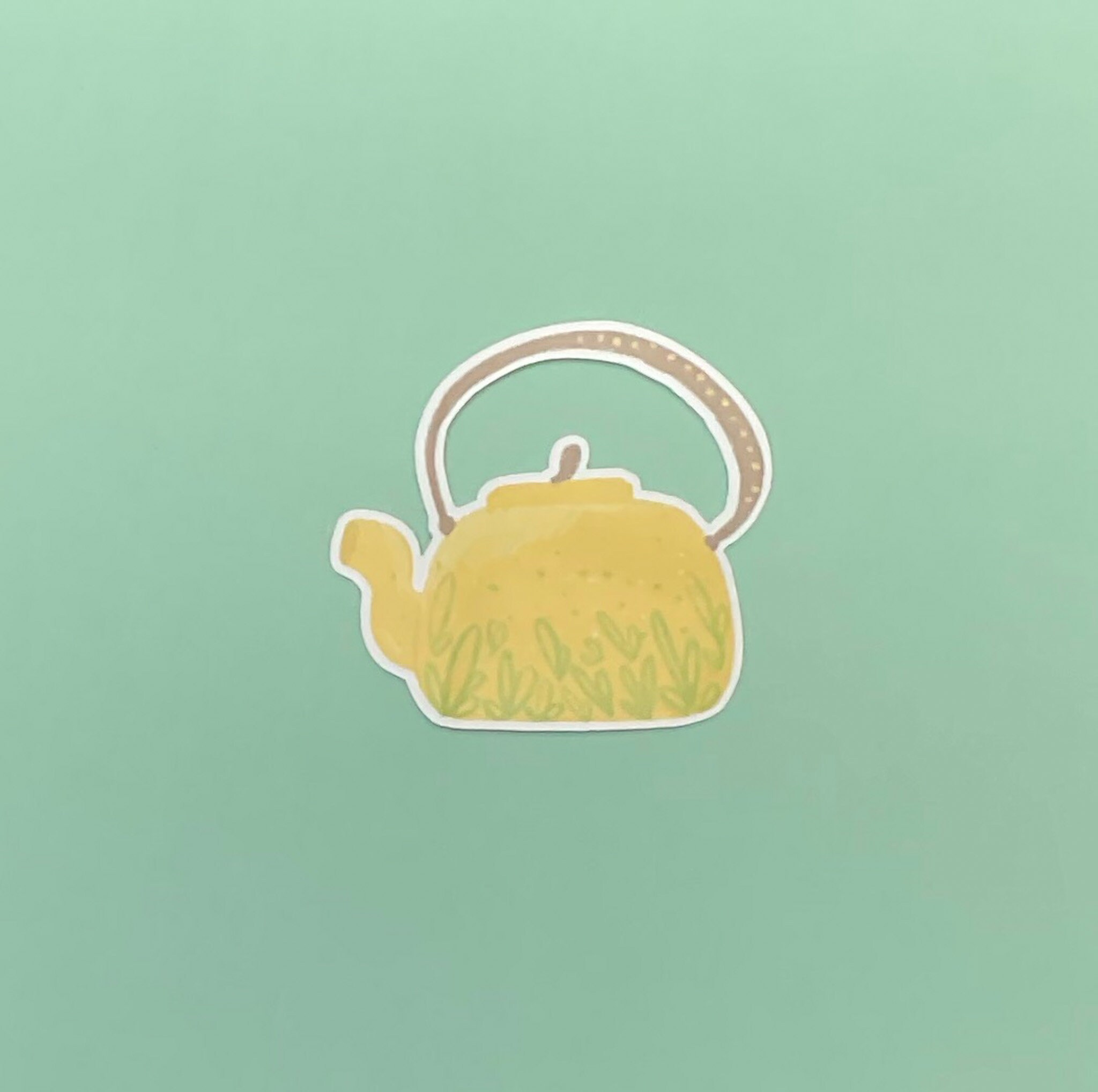 Yellow teapot sticker VINYL Etsy