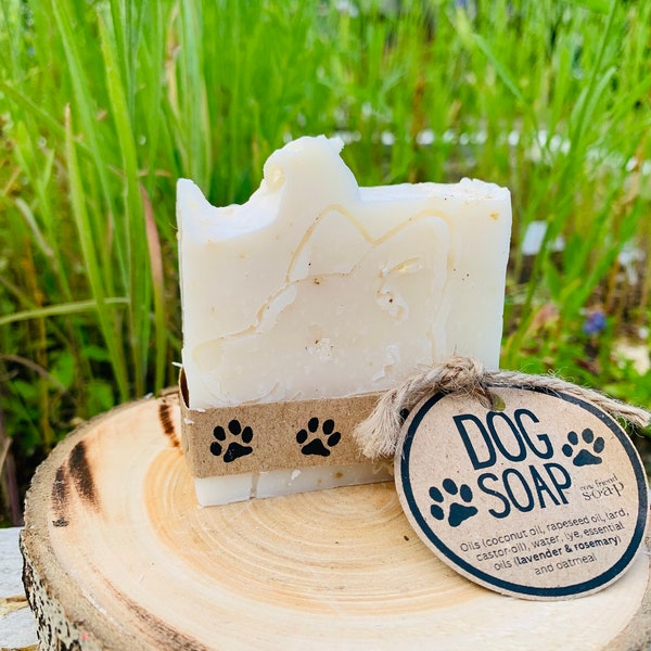 Dog Soap Bar - Lavender and Rosemary with Oatmeal - Dog safe - Soothes itchy dog skin - Dog shampoo bar for sensitive skin - Dog safe soap
