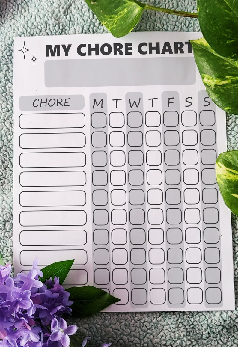 Printable Chore Chart Downloadable for Kids - Etsy