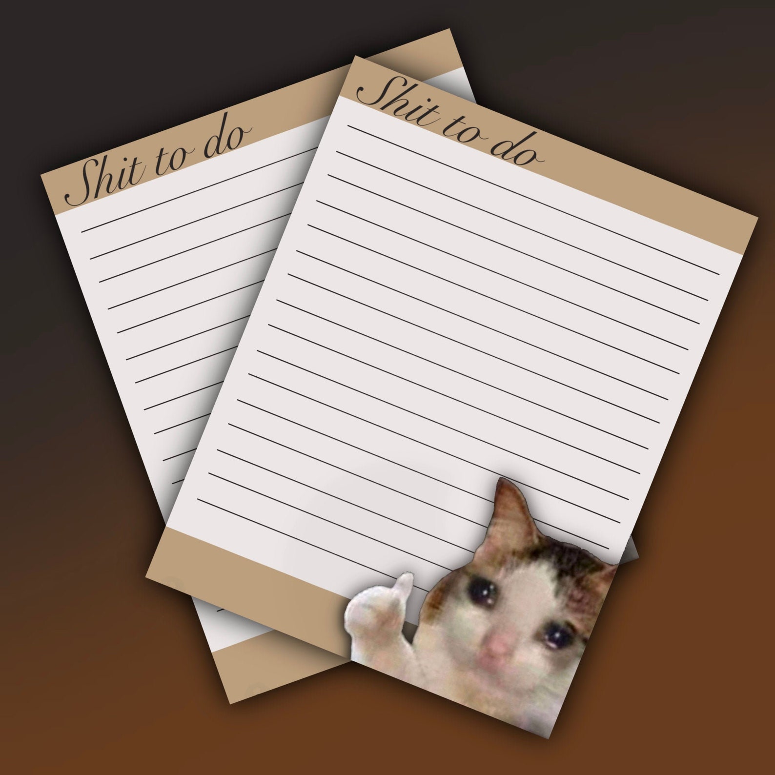 Shit to Do Printable Stationery Meme Crying Cat Etsy
