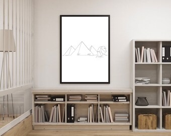 Egypt Line Art Print | Egypt Cityscape Wall Art