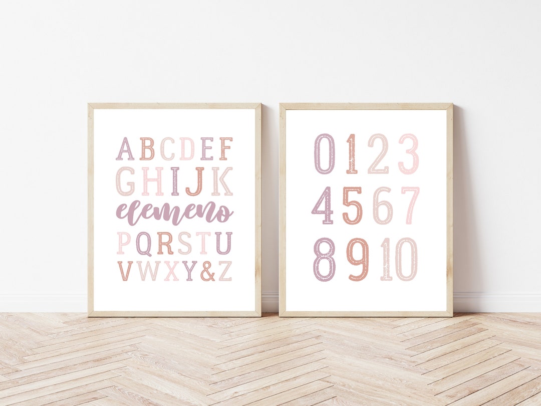 Elemeno Alphabet & Numbers Block Font Printable Montessori Etsy