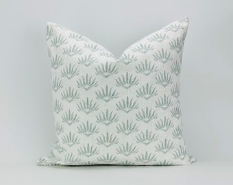 Pale-Green Floral Block Print Pillow Cover