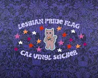 Lesbian Pride Flag Cat Vinyl Sticker
