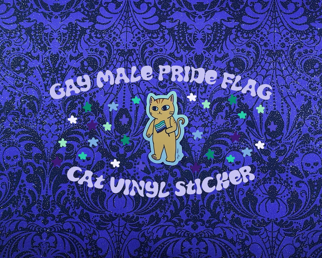 Gay Male Pride Flag Cat Vinyl Sticker - Etsy