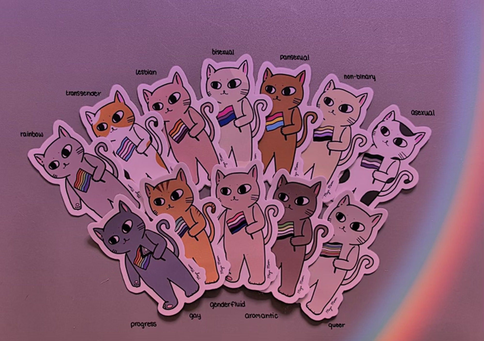 Lesbian Pride Flag Cat Vinyl Sticker - Etsy
