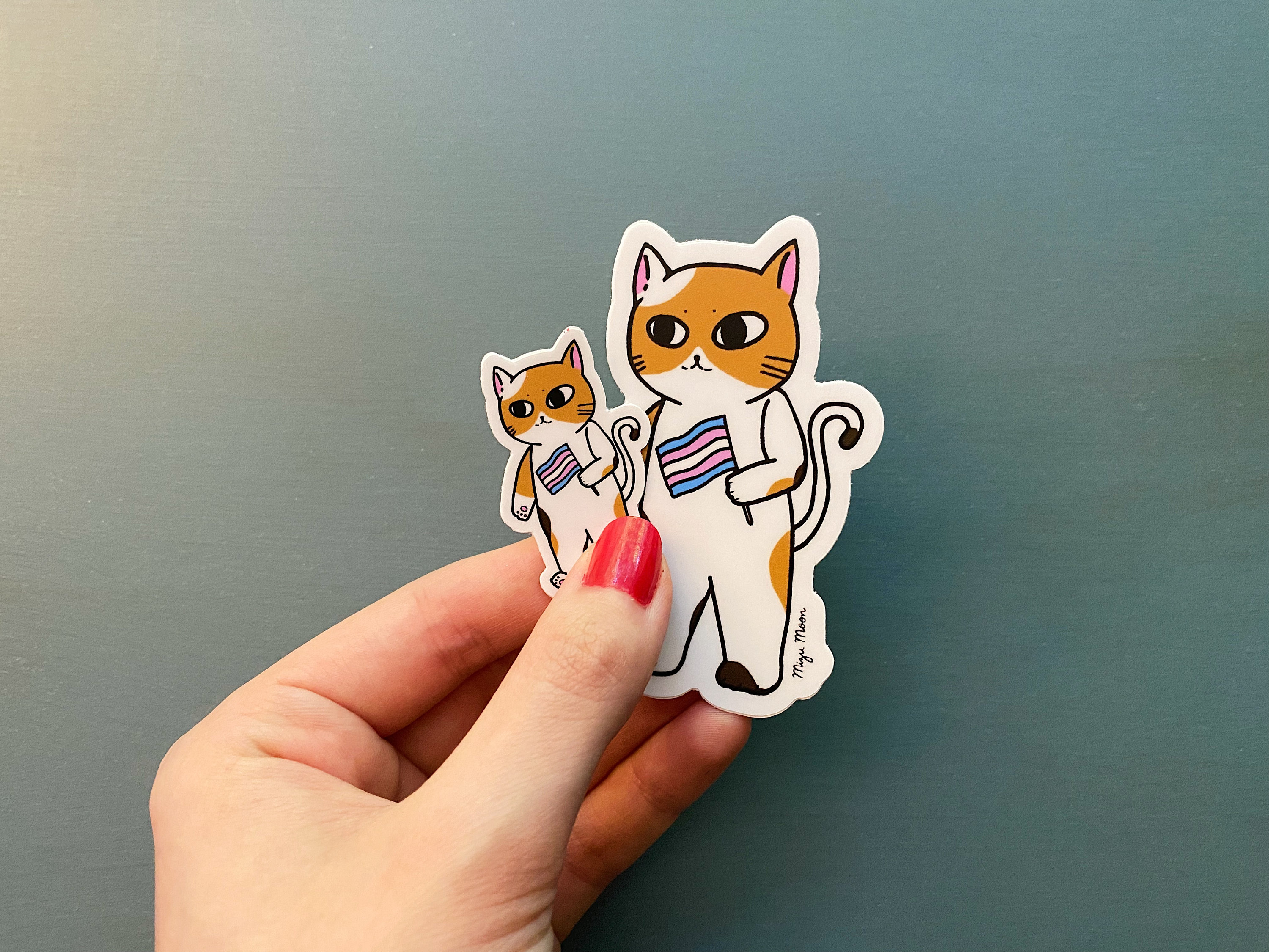 Transgender Pride Flag Cat Vinyl Sticker | Etsy