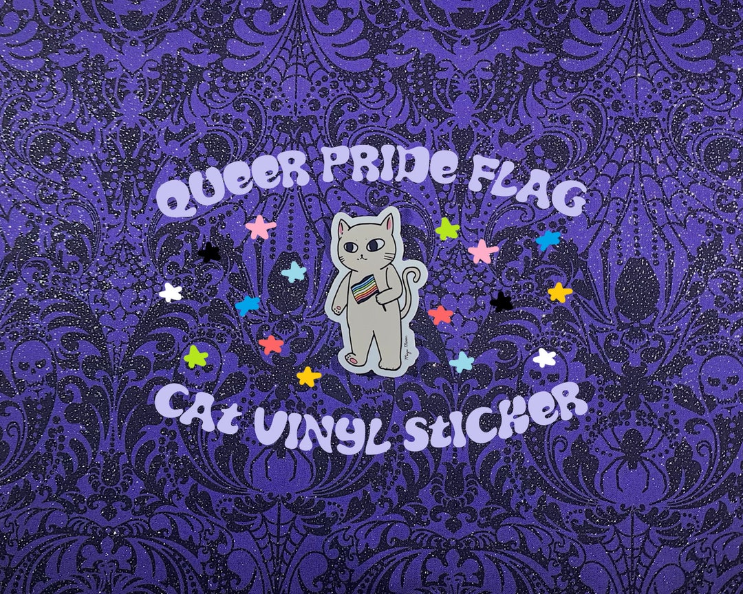 Queer Pride Flag Cat Vinyl Sticker - Etsy