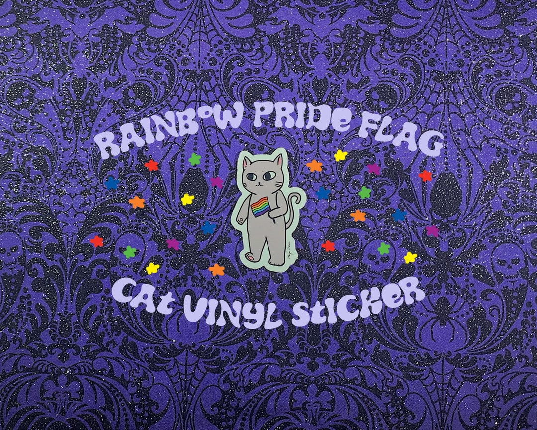 LGBTQ+ Pride Flag Cat Vinyl Sticker - Etsy