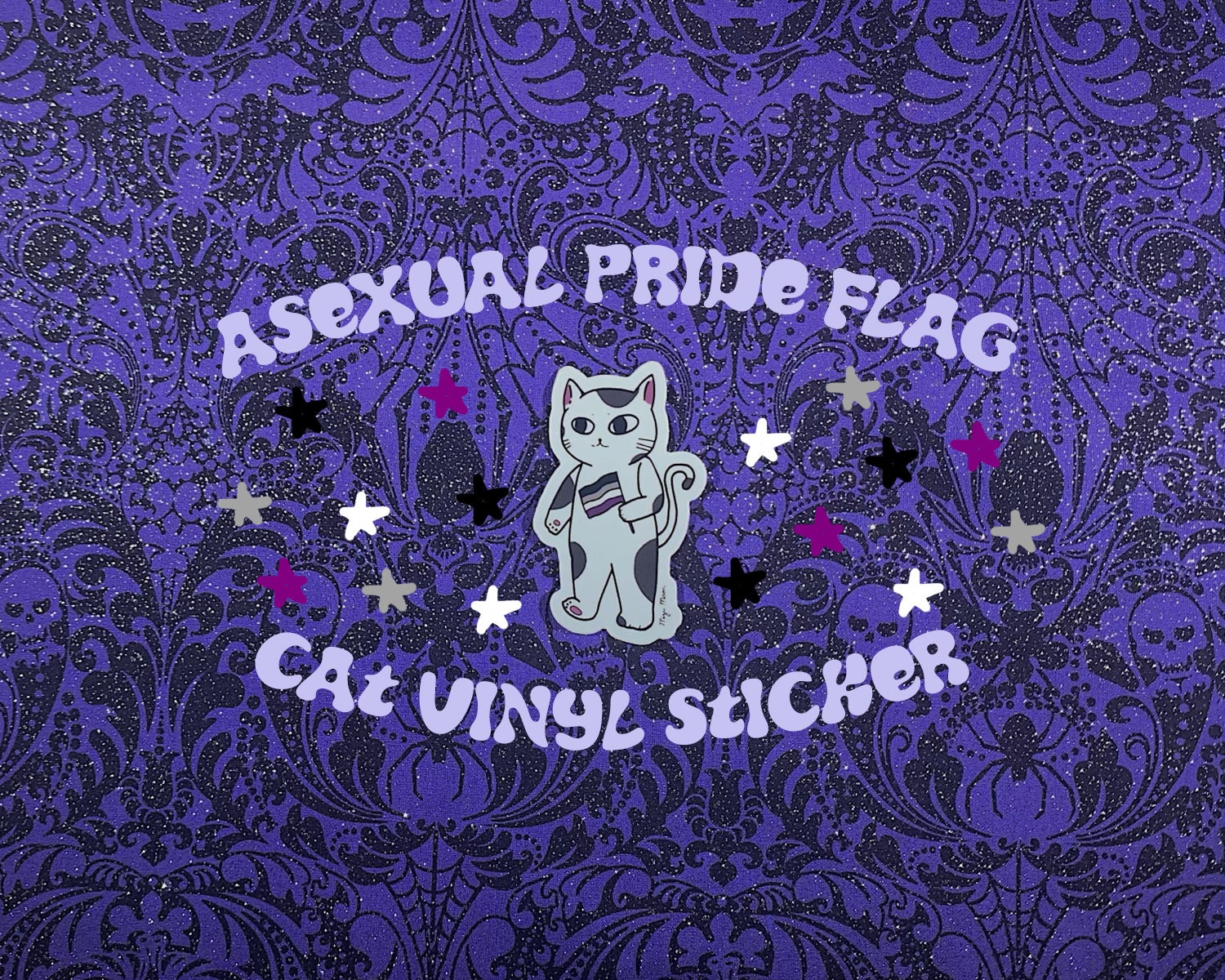 Asexual Pride Flag Cat Vinyl Sticker - Etsy