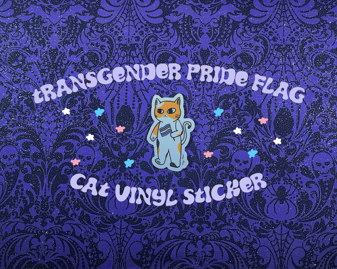 Transgender Pride Flag Cat Vinyl Sticker - Etsy