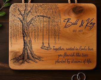 Archivo SVG de árbol corazón de sauce llorón / Archivo láser para tabla de corte de boda (Descarga digital)