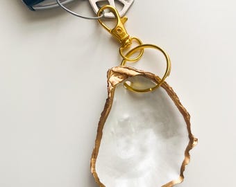 Oyster Shell Bag Charm | Gilded Edge Coastal Keychain