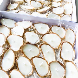Gold Edge Oyster Shell Candles BULK | Wedding Favors | Bridesmaid Gift | Coastal Decor | Hostess Gift
