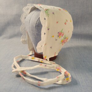 Cotton Baby Bonnet made with vintage fabric