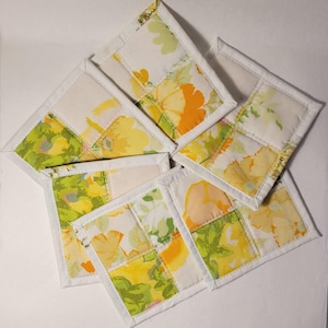 Set mit 6 gesteppten Untersetzern, handgemachte Untersetzer, Wohnkultur, Küchendekoration, Becherteppiche