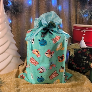 Large Reusable Gift Bag 100% cotton with ribbon closure, eco-friendly gift wrap