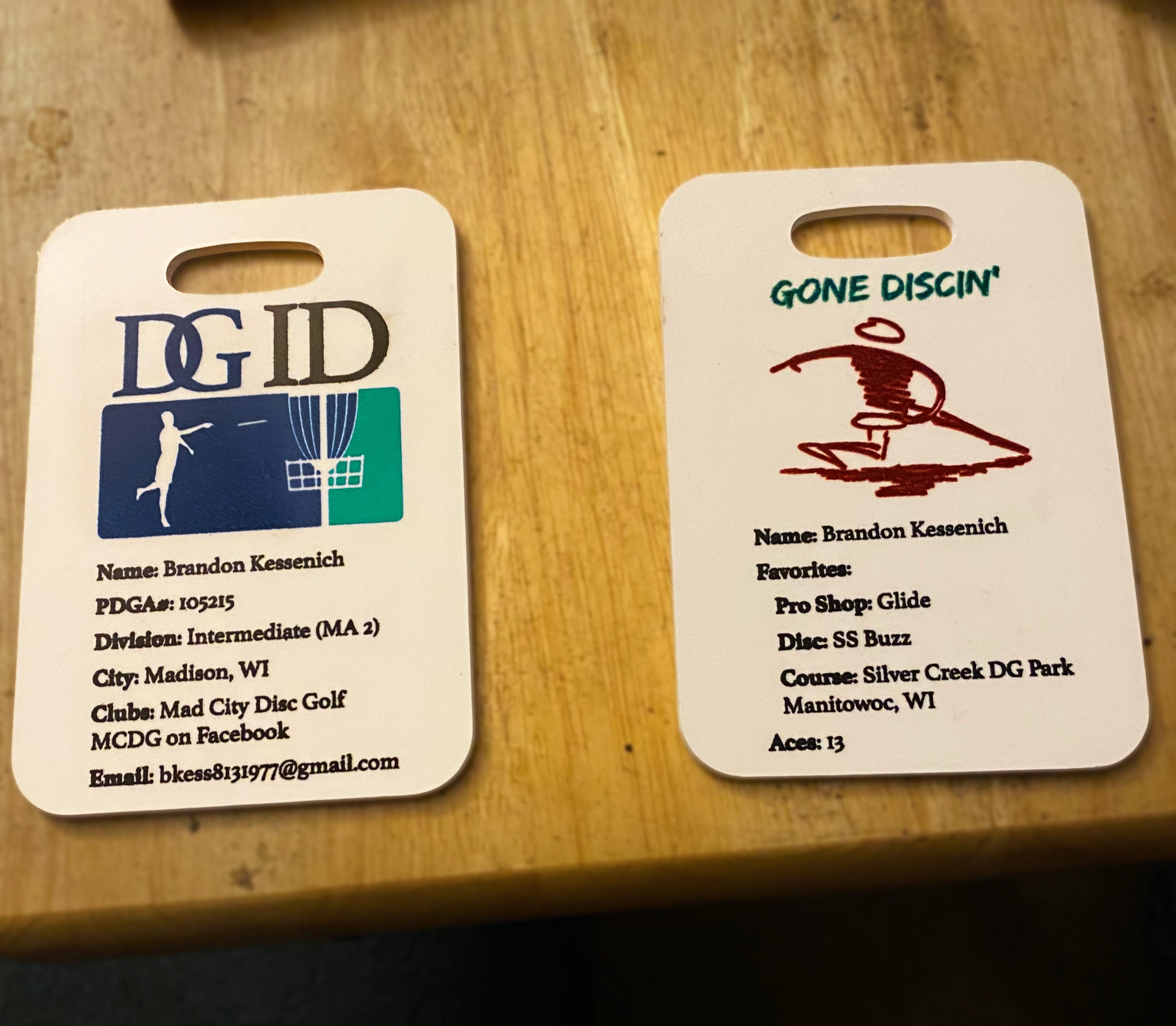 Disc golf Personalized ID Card/ Bag Tag Gone Discin' Etsy