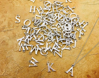 Silver Plated Alphabet Charms A-Z Letter Set For Jewellery Making Supply