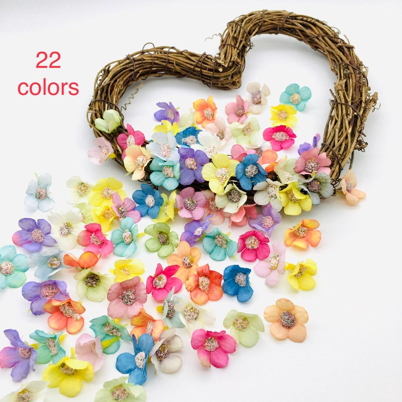 50 pcs Artificial Flower Heads Mini Daisy Silk Fabric Flowers Craft Home Party Decorations Scrapbooking Wreath Making Wedding Tiny Blossoms image 8