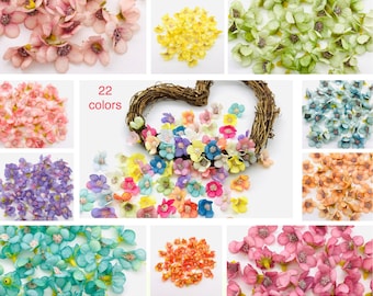 50 pcs Artificial Flower Heads Mini Daisy Silk Fabric Flowers Craft Home Party Decorations Scrapbooking Wreath Making Wedding Tiny Blossoms