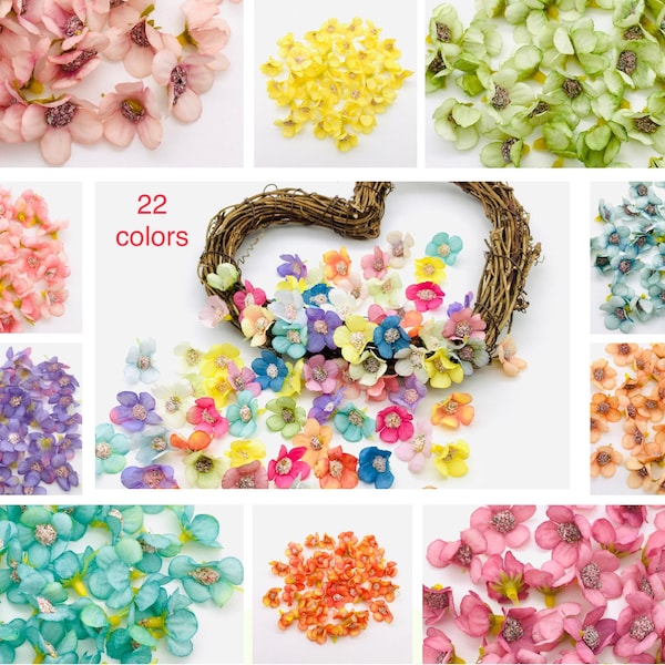 50 pcs Artificial Flower Heads Mini Daisy Silk Fabric Flowers Craft Home Party Decorations Scrapbooking Wreath Making Wedding Tiny Blossoms