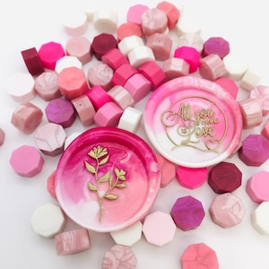 Contas de cera para lacre de flor rosa para convites, envelopes, decorações, presentes, carimbos de casamento, artesanato, mistura de lacres de cera