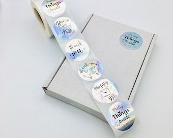 Large 3.8cm Thank You Stickers Holographic Happy Mail Thank You For Your Order Business Round Stickers
