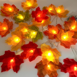 Autumn Leaf Garland LED Fairy Lights Fall Halloween Party Home Decor Fireplace Wall Bedroom Seasonal Decoration
