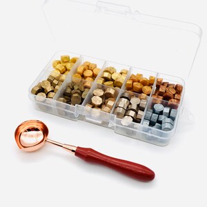 200 Stück Siegelwachsperlen Set in Box für Einladungen Briefumschläge Dekorationen Geschenke Hochzeit stempeln Wax Seals