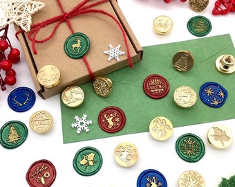 Noël hiver festif étanchéité timbre tête cire sceau mariage Invitation enveloppe étanchéité cire métal timbre