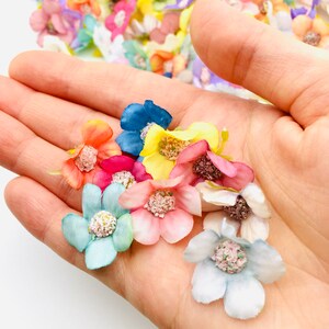 50 pcs Artificial Flower Heads Mini Daisy Silk Fabric Flowers Craft Home Party Decorations Scrapbooking Wreath Making Wedding Tiny Blossoms image 2