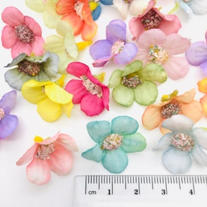 50 pcs Artificial Flower Heads Mini Daisy Silk Fabric Flowers Craft Home Party Decorations Scrapbooking Wreath Making Wedding Tiny Blossoms image 9
