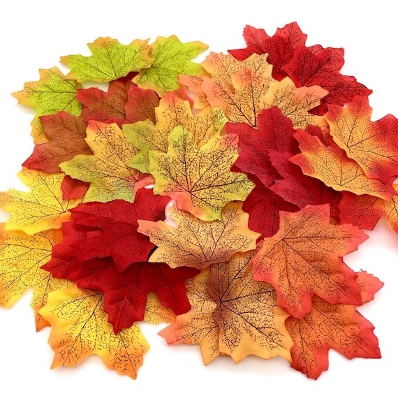 Autumn Home Decor Maple Leaves Fabric Silk Fall Decoration Wedding Wreath Making Halloween Craft Supply Artificial Leaves