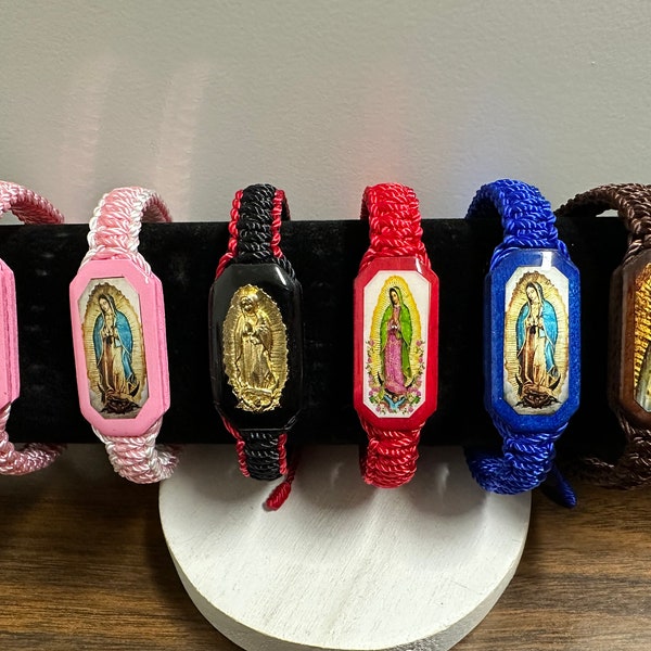 Bracelet fait main avec image de la Vierge de Guadalupe~Pulsera tejida a mano con Imagen de la Virgen de Guadalupe