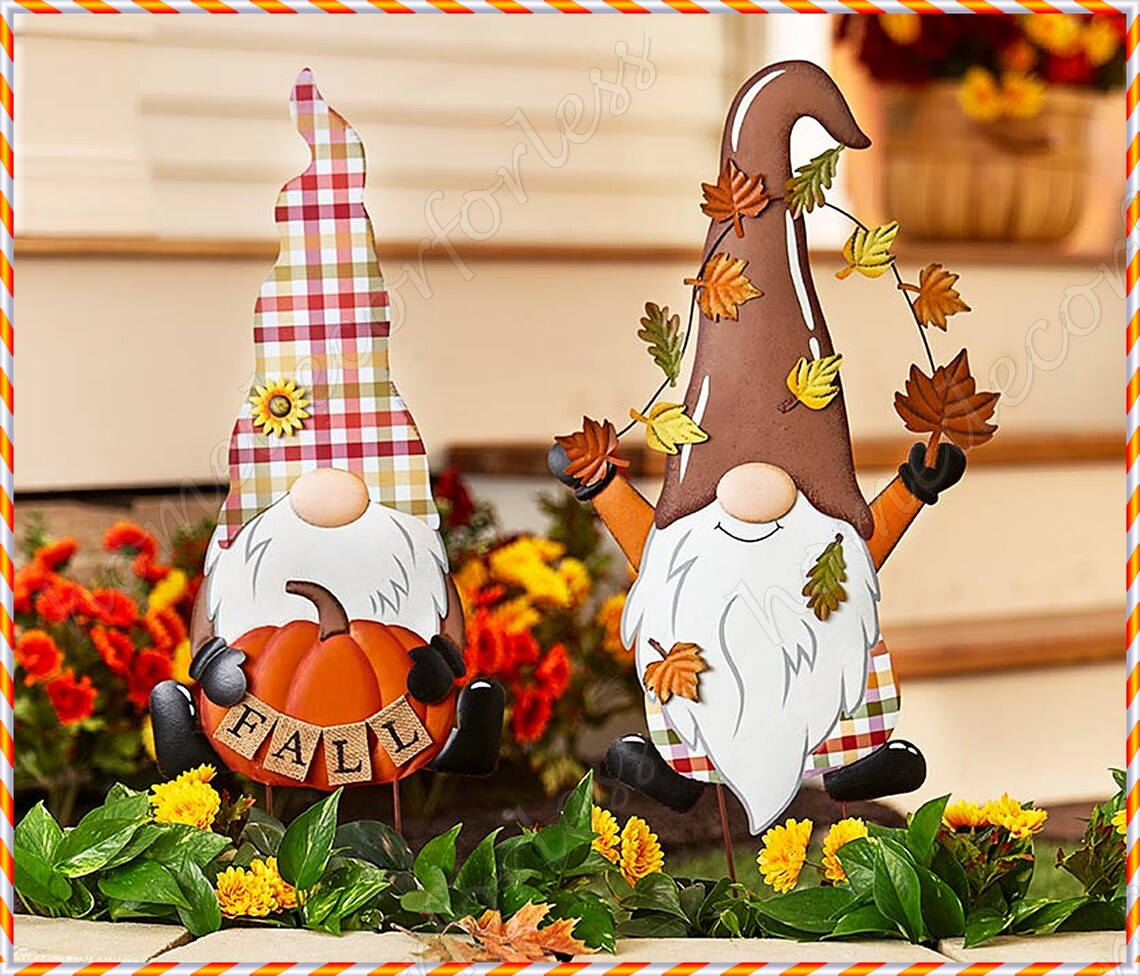 Fall GNOME Garden Yard Stake Thanksgiving Harvest Outdoor Lawn Etsy