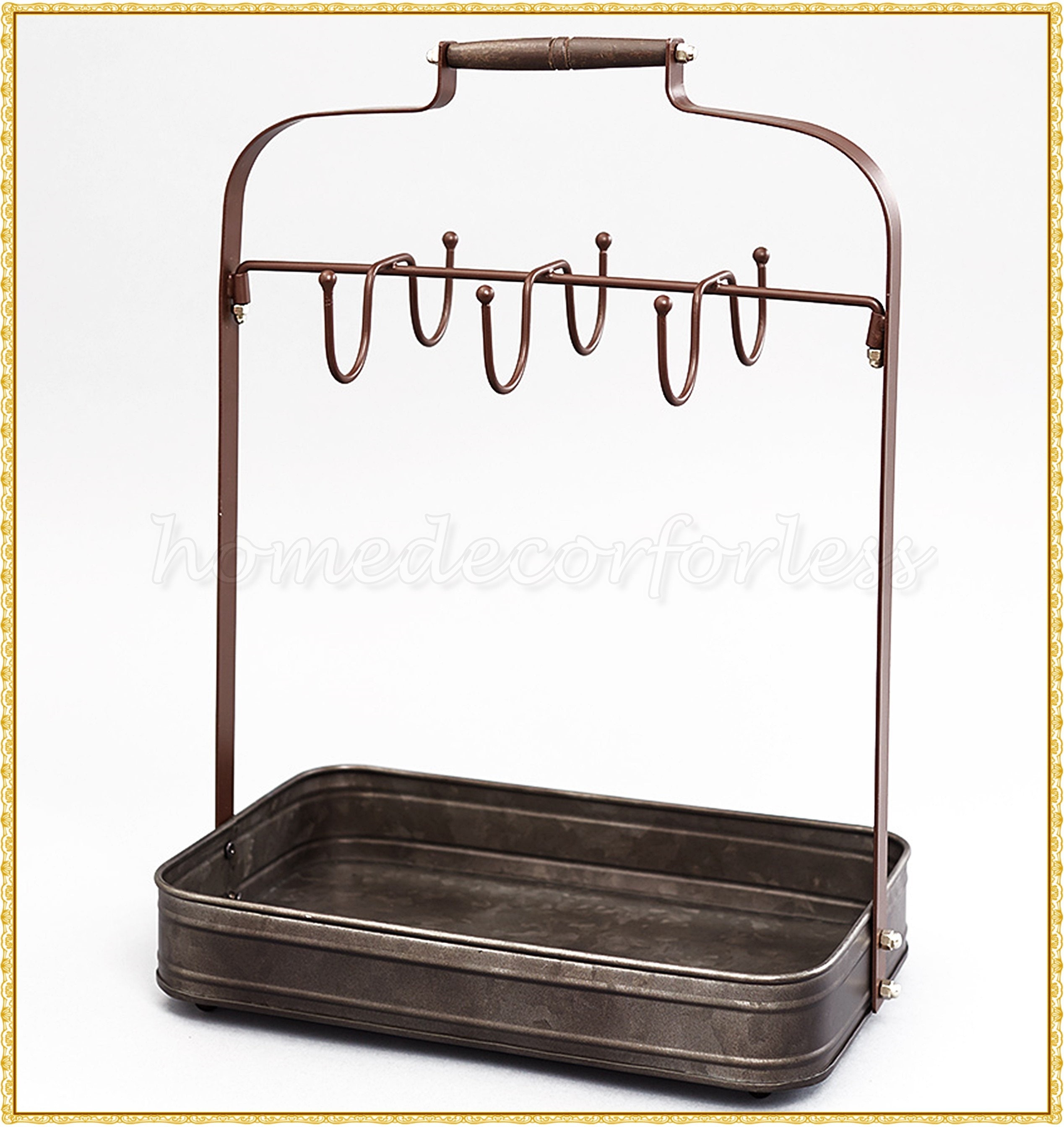 Farmhouse Coffee Mug Rack Holder With Tray Organizer Hooks Etsy