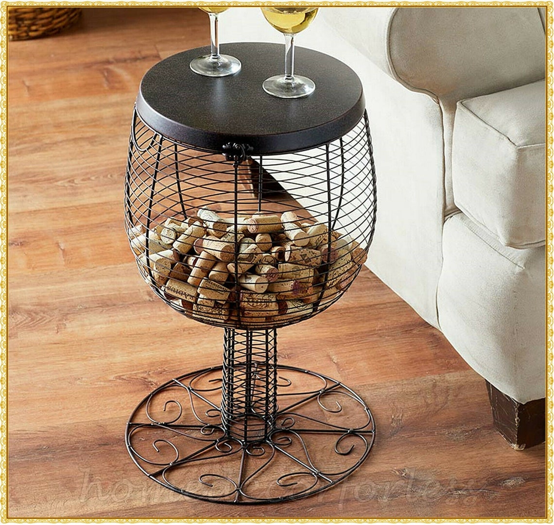 Wine Cork Holder BARREL or GOBLET Accent Side End Table Hinged Etsy