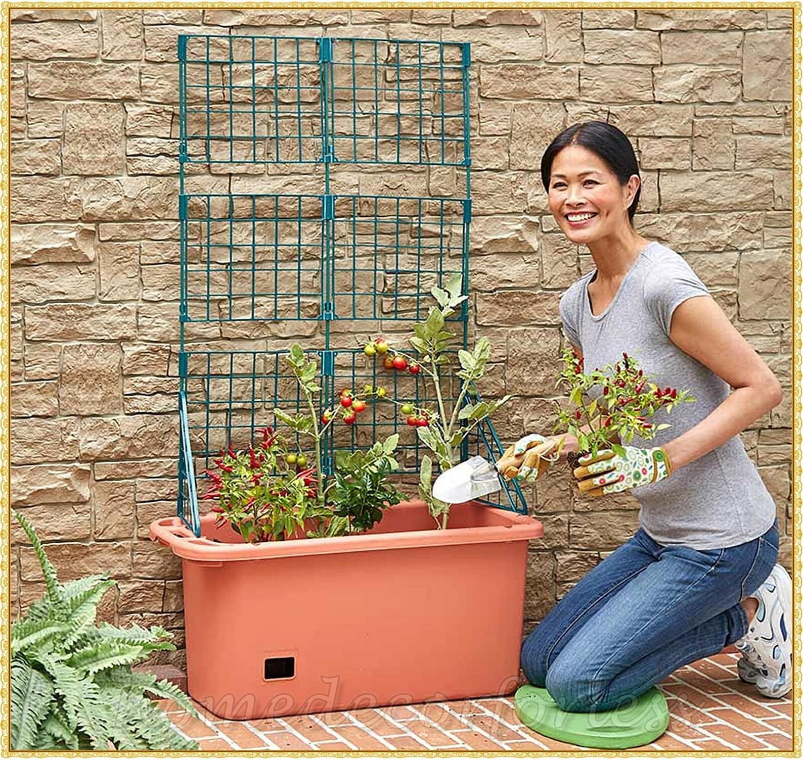 MOBILE Self Watering Garden PLANTER With TRELLIS on Wheels Etsy