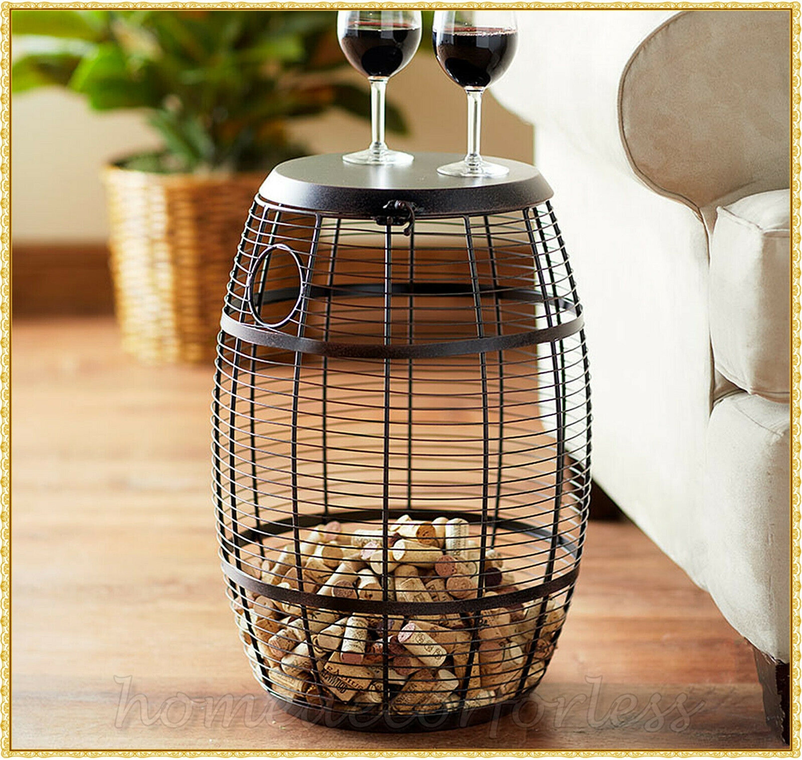 Wine Cork Holder BARREL or GOBLET Accent Side End Table Hinged Etsy
