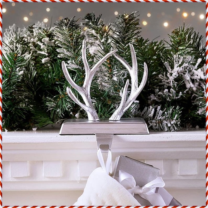 Shiny Metal Christmas Stocking Holder Hanger for Mantel Etsy