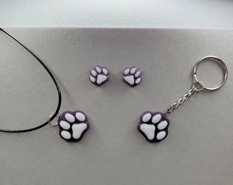 Purple NEW Paw Print 3 Pc Jewelry Set 18 In Necklace & Earrings Purple NEW Paw Print 3 Pc Jewelry Set 18 In Necklace & Earrings