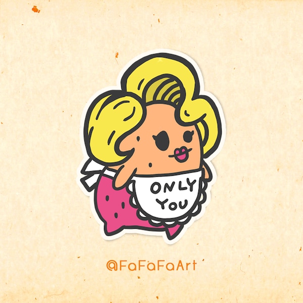 Blond Wig | Only You Yellow Hair Apron | Pink Strawberry pants  | For Friends | Decals & Skins - Laptop and more Decals | Vinyl Sticker