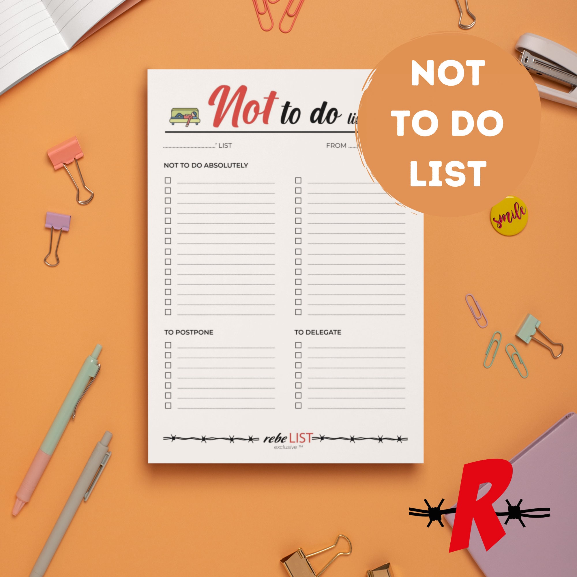 Printable Not to Do List Fillable Habit Printable Not to Do Etsy UK