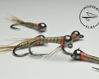 10 Flies High Quality Tungsten Blood Worm Variation Jig Nymph Euro Fly