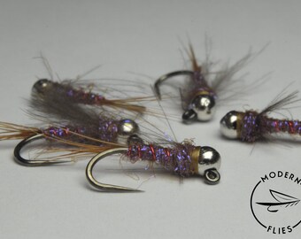 10 Flies High Quality Tungsten Blood Worm Variation Jig Nymph Euro Fly