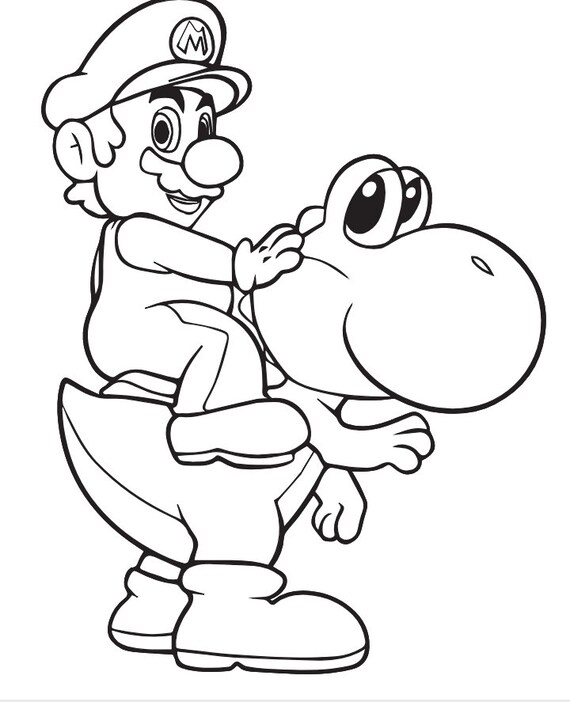 mario and friends printable coloring pages 5 pages etsy
