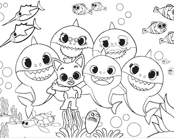 Baby Shark Pdf Printable Coloring Page - Etsy UK