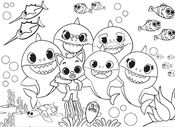 Baby Shark Pdf Printable Coloring Page - Etsy