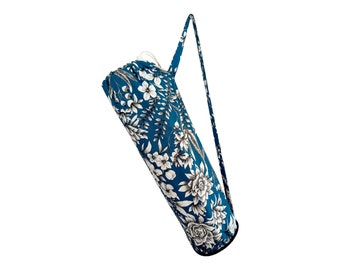 Sac à tapis de yoga - modèle floral bleu pétrole